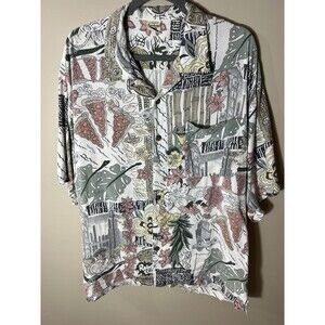 Rainforest Cafe Mens Hawaiian Short Sleeve Shirt Size XL Tropical Frog
